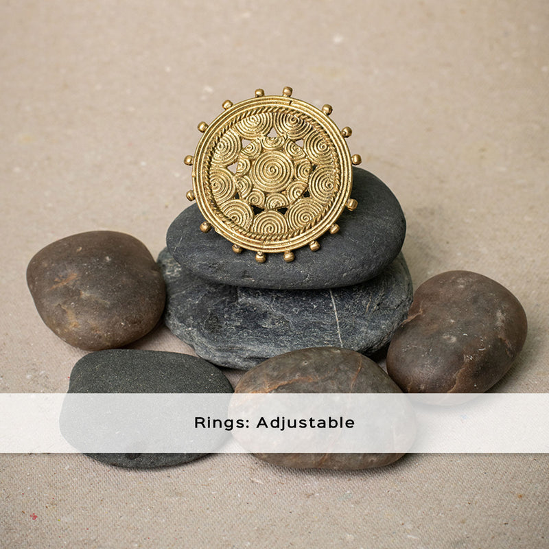 Adjustable Dhokra Moonlight Ring
