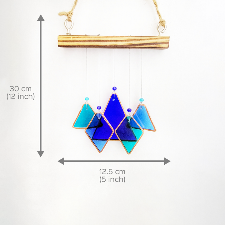 Mini Shades of Blue Geometric Windchime