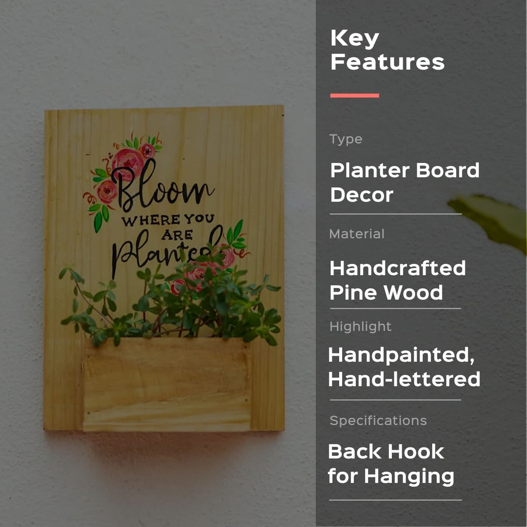 Handpainted Wooden Planter Board Decor