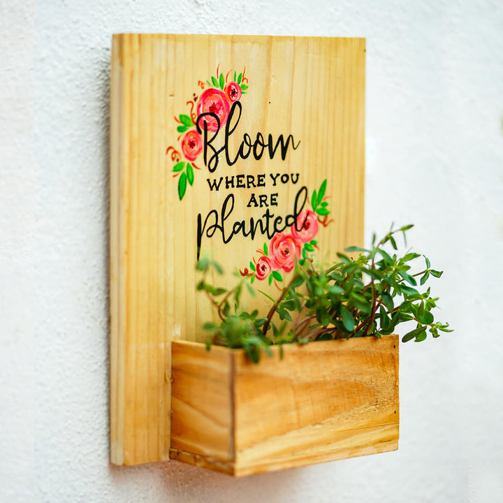 Handpainted Wooden Planter Board Decor