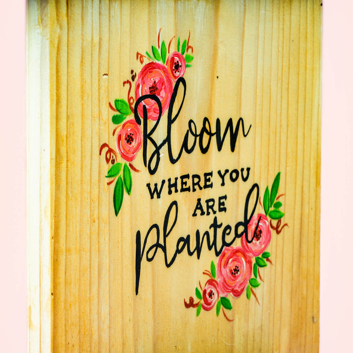 Handpainted Wooden Planter Board Decor