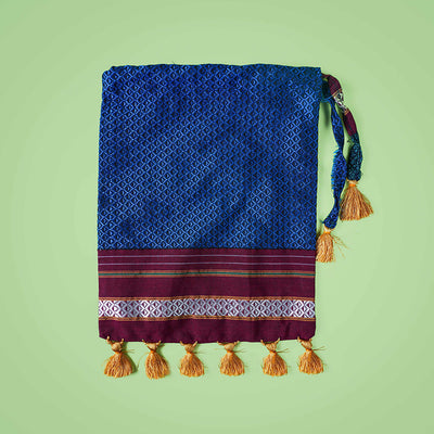 Handstitched Khun Potli with Tassels - Blue & Red