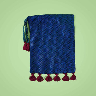 Handstitched Khun Potli with Tassels - Blue