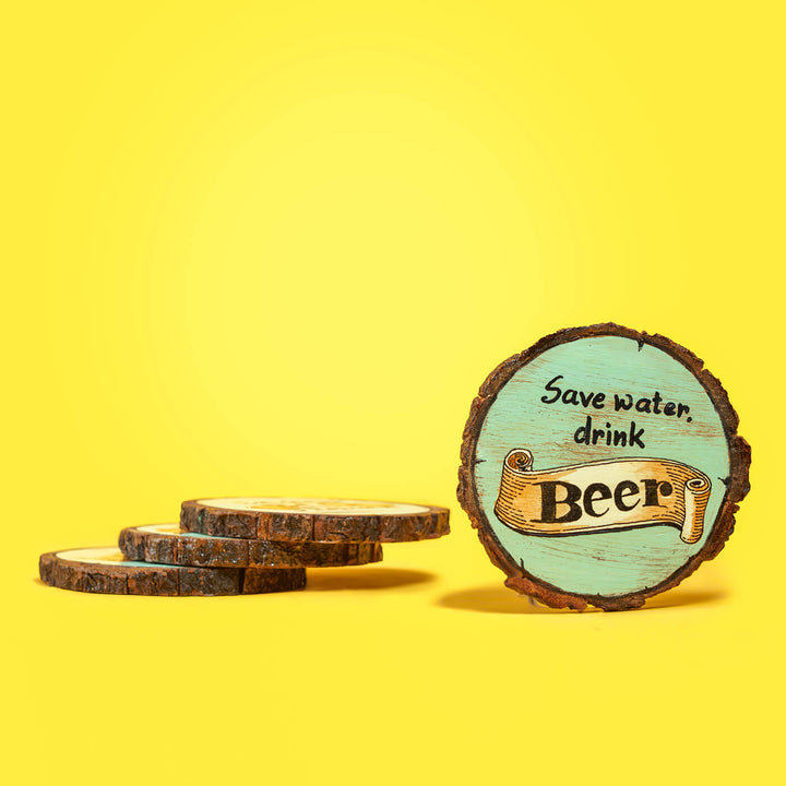 Bark Coasters for Beer Lovers - Set of 4 - Zwende
