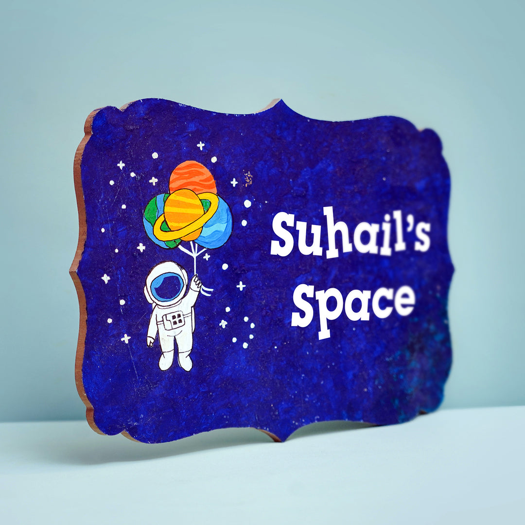 Handpainted Victorian Rectangle Space Theme Kids' Nameplate