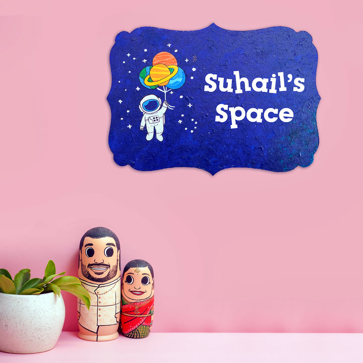 Handpainted Victorian Rectangle Space Theme Kids' Nameplate