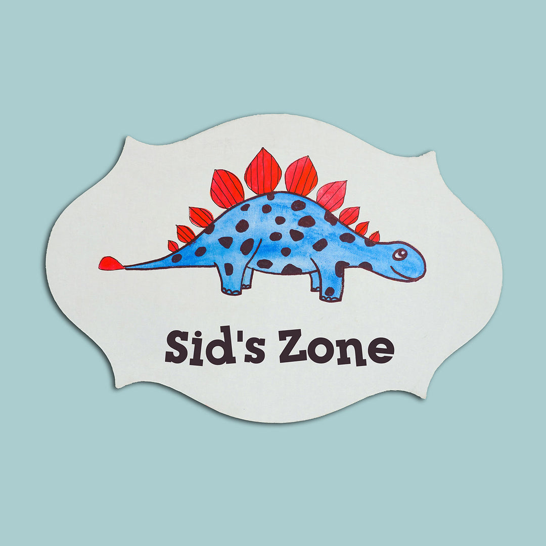 Handpainted Victorian Rectangle Dinosaur Theme Kids' Nameplate