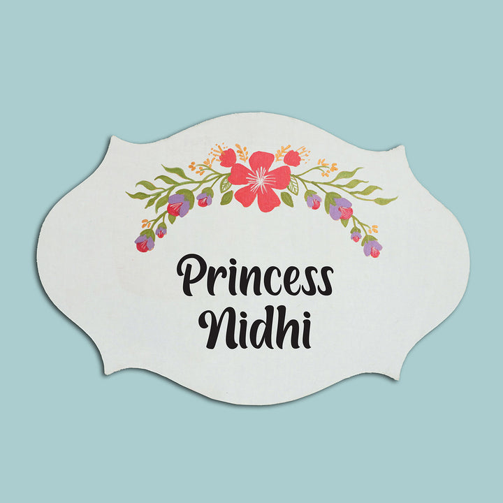 Handpainted Victorian Rectangle Floral Theme Kids' Nameplate