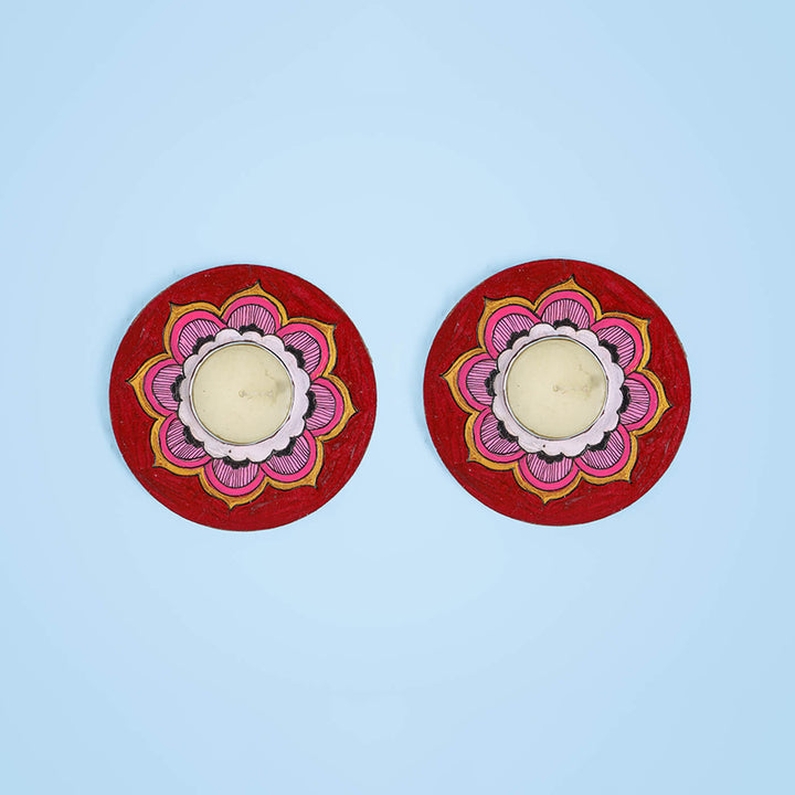 Maroon Mandala Tealight Holders