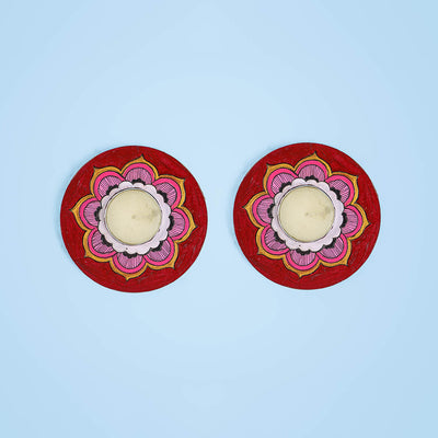 Maroon Mandala Tealight Holders