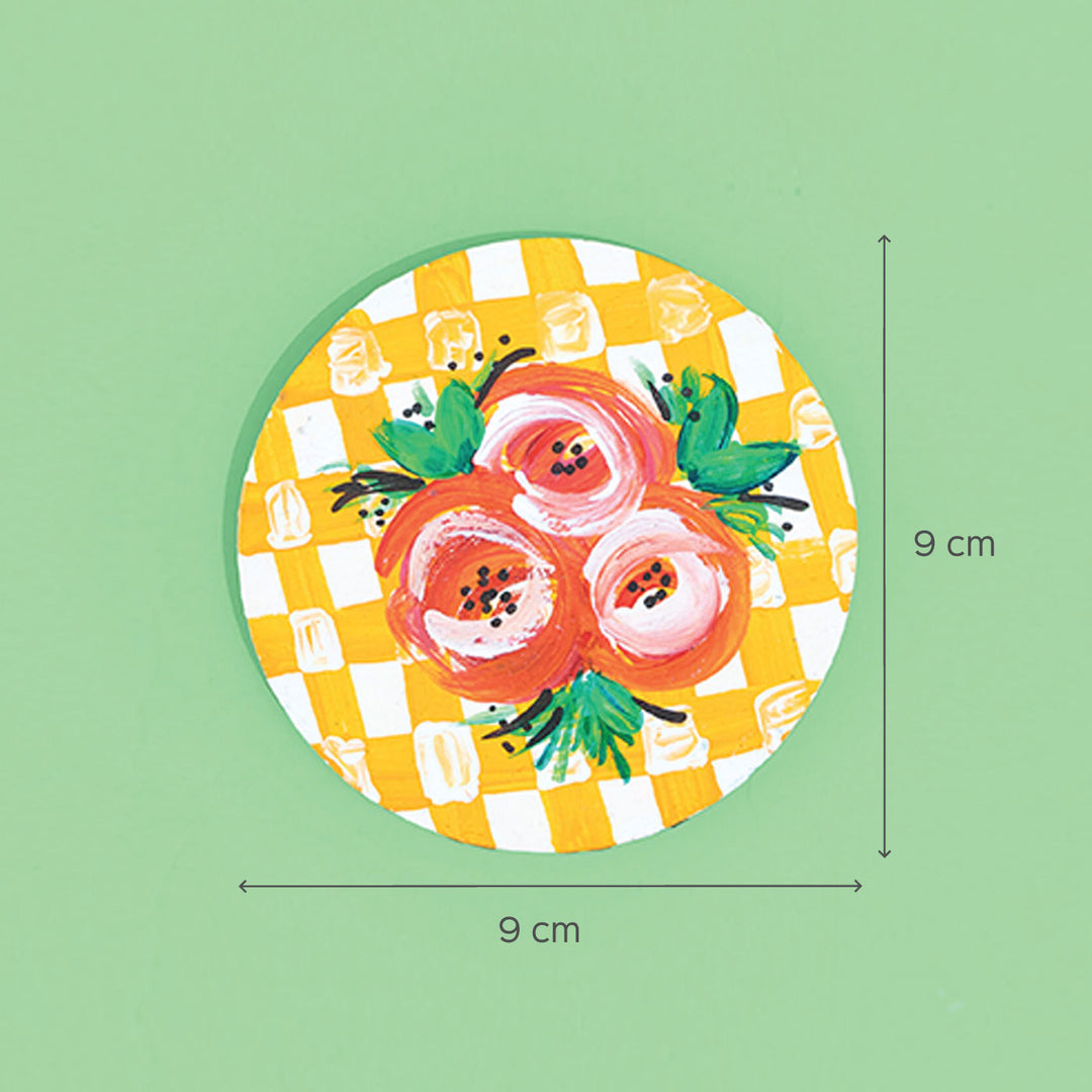 Floral on Check Pattern MDF Coasters