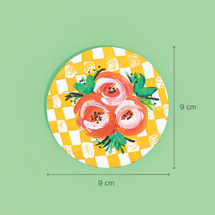 Floral on Check Pattern MDF Coasters