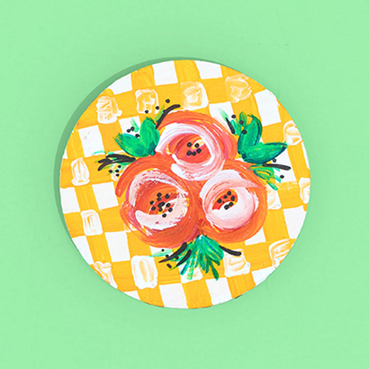 Floral on Check Pattern MDF Coasters