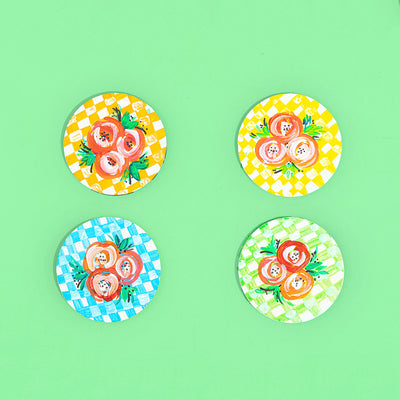 Floral on Check Pattern MDF Coasters