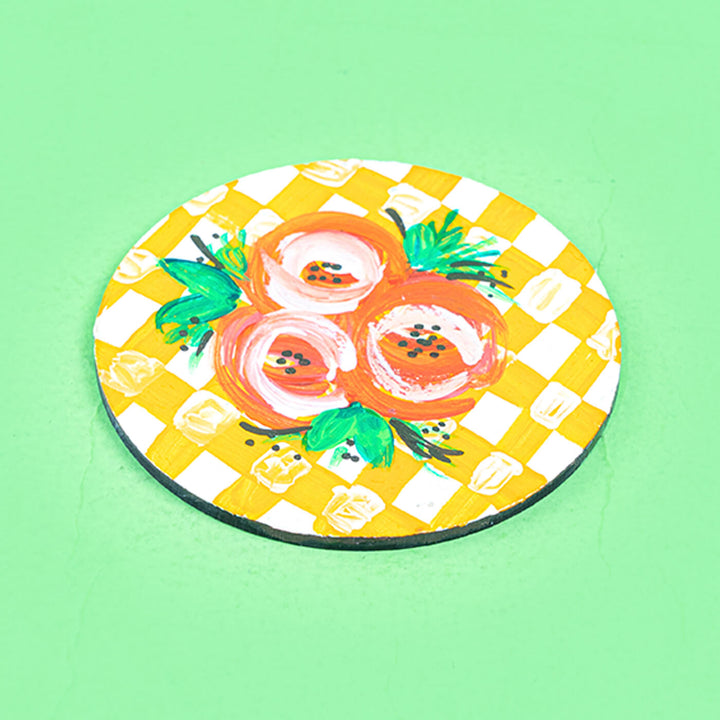 Floral on Check Pattern MDF Coasters
