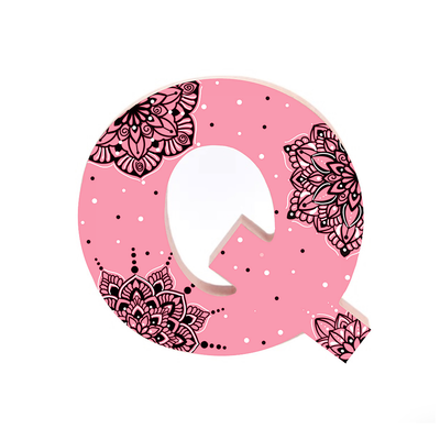 Wall Mountable & Tabletop Mandala Doodle Alphabet - Rose Pink