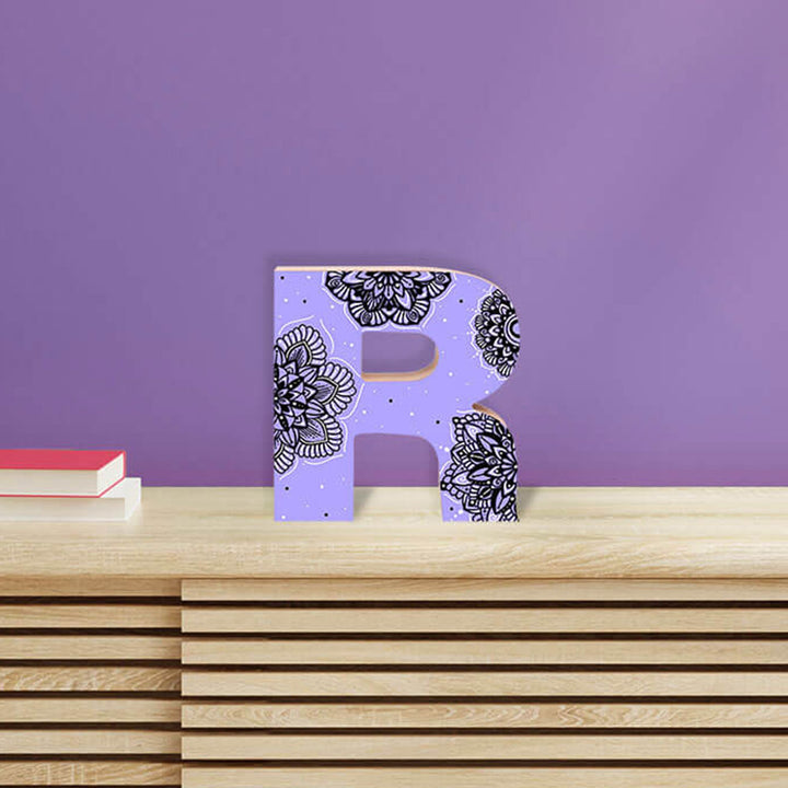 Wall Mountable & Tabletop Mandala Doodle Alphabet - Light Purple