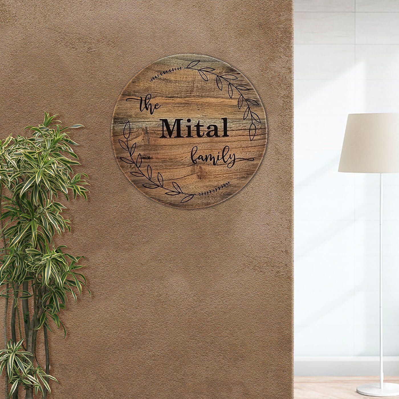 Buy Round Rustic Wood Hand-painted Family Nameboard Online On Zwende