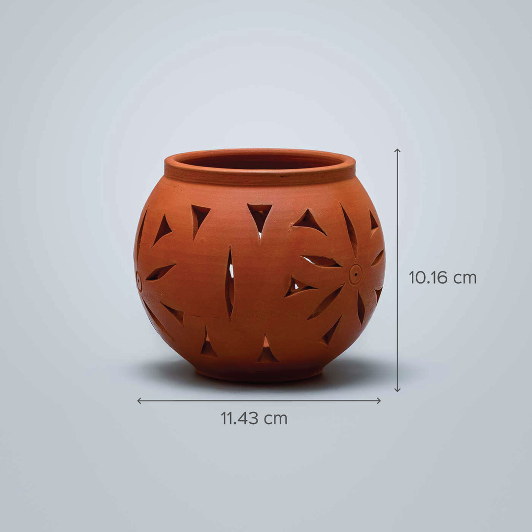 Handmade Terracotta Round Tealight Holder