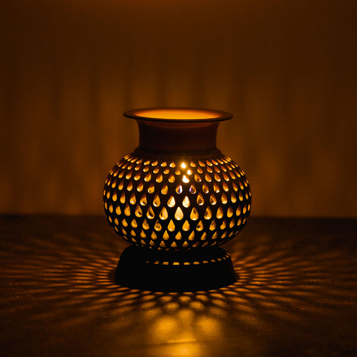 Handcrafted Terracotta Lota Diamond Cut Tealight Holder