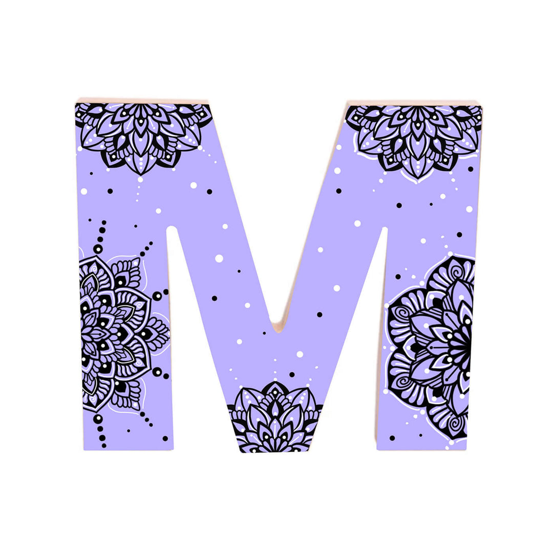 Wall Mountable & Tabletop Mandala Doodle Alphabet - Light Purple