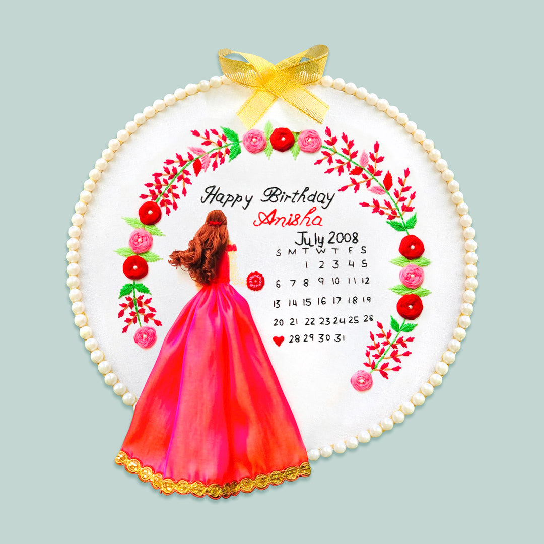 Hand Embroidered Personalized Birthday Hoop For Girls