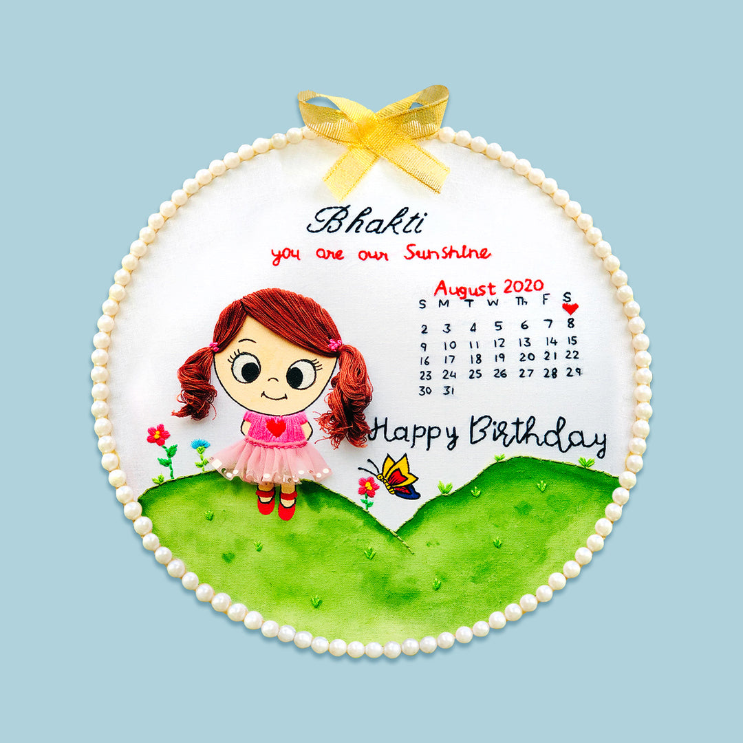 Hand Embroidered Personalized Kids' Birthday Hoop