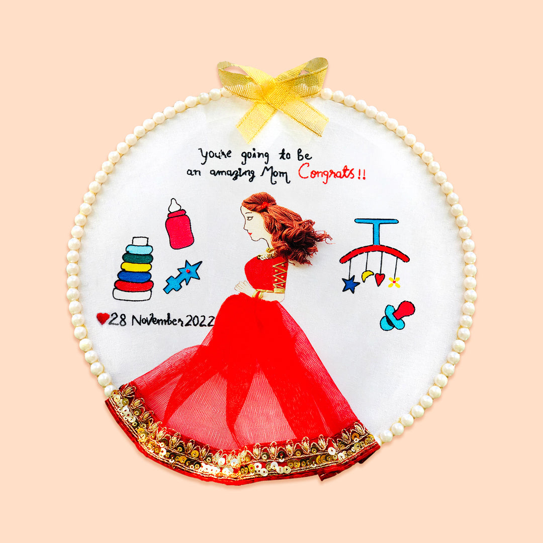 Hand Embroidered Personalized Baby Shower Hoop