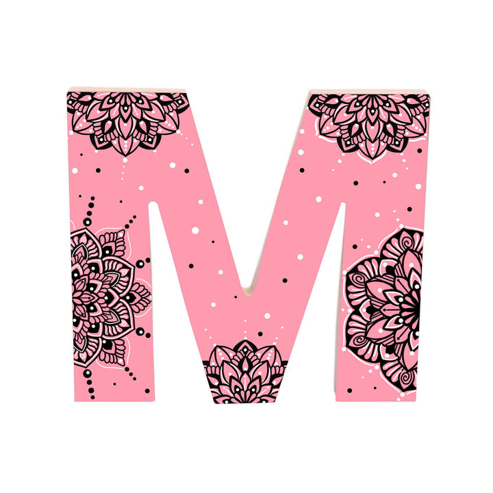 Wall Mountable & Tabletop Mandala Doodle Alphabet - Rose Pink