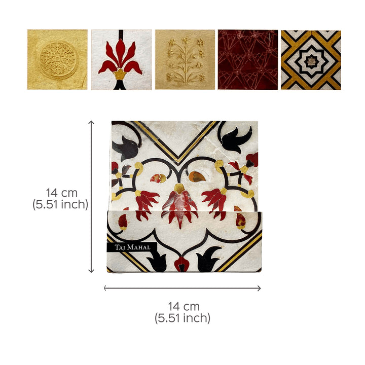 Indian Art Inspired Notecards & Envelopes - Taj Mahal Print - Set of 6