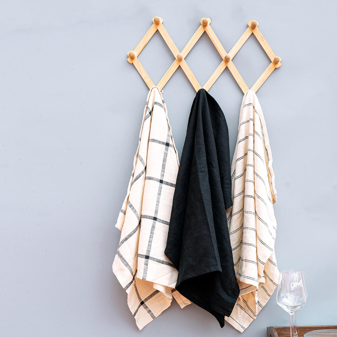 100% Cotton Woven Black Kitchen Towels - Set of 3