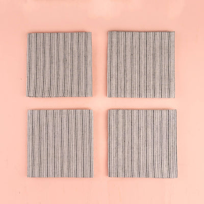 100% Cotton Striped Woven Kitchen Napkins - Set of 4
