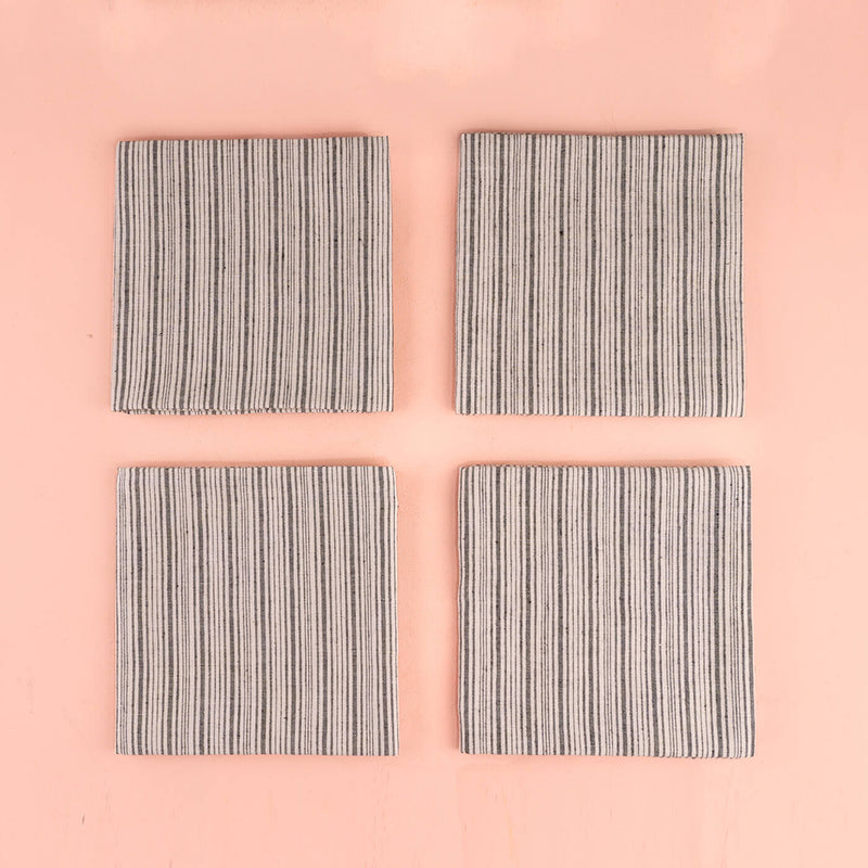 100% Cotton Striped Woven Kitchen Napkins - Set of 4