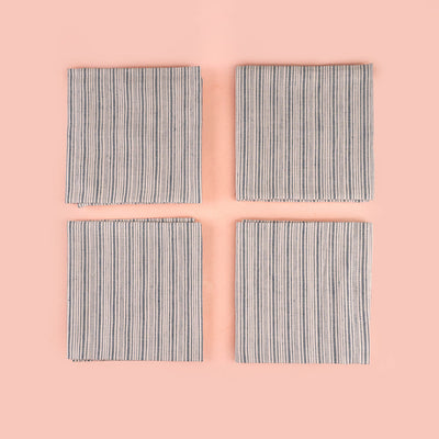100% Cotton Striped Woven Table Napkins - Set of 4