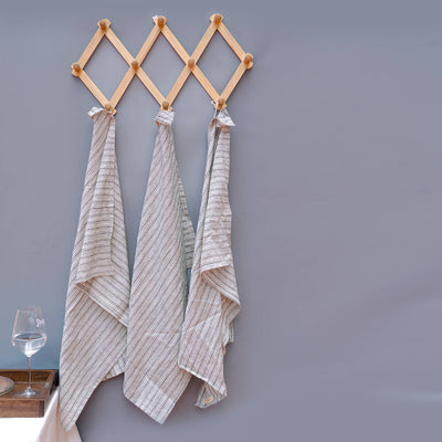 100% Cotton Woven Black Striped Kitchen Towel - Set of 3