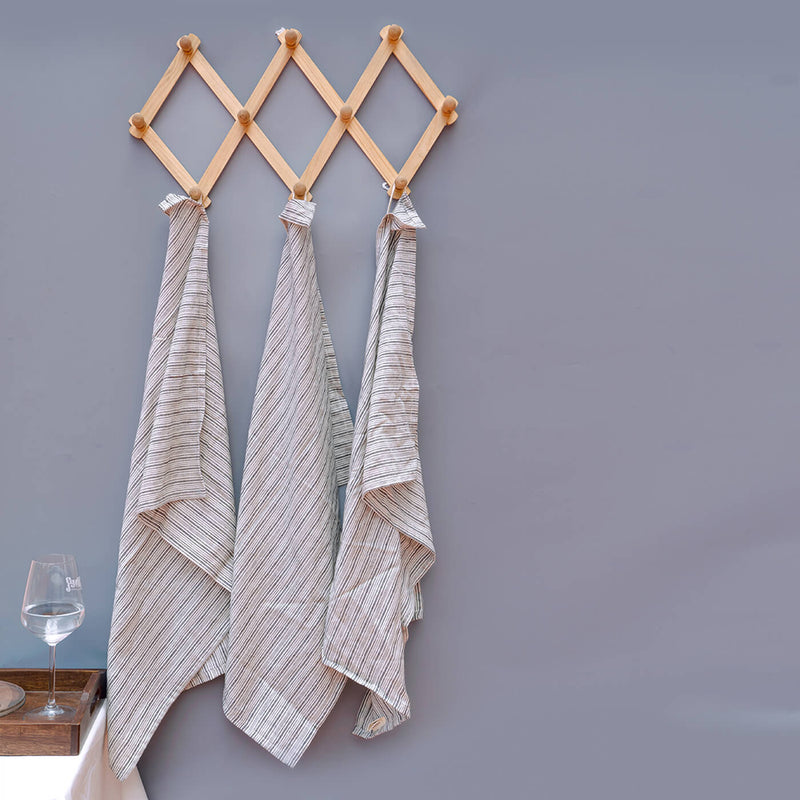 100% Cotton Woven Black Striped Kitchen Towel - Set of 3