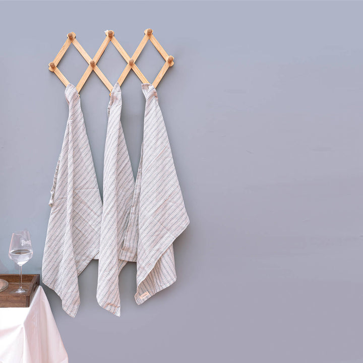 100% Cotton Woven Blue Striped Kitchen Towels - Set of 3