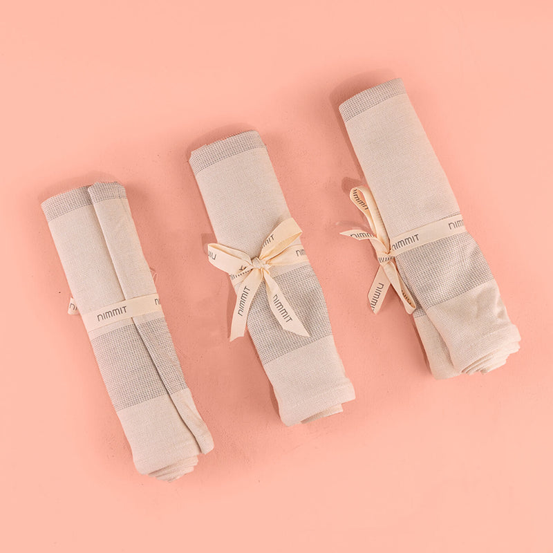 100% Cotton Woven White Kitchen Towels - Set of 3