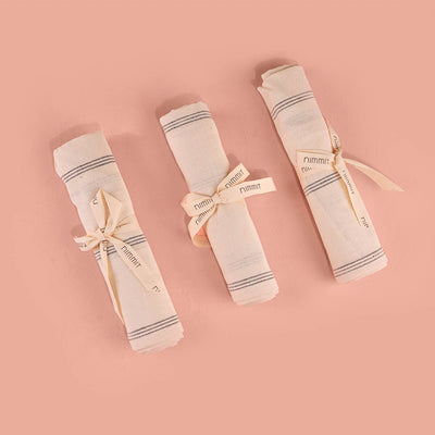 100% Cotton Woven White Striped Kitchen Towel - Set of 3