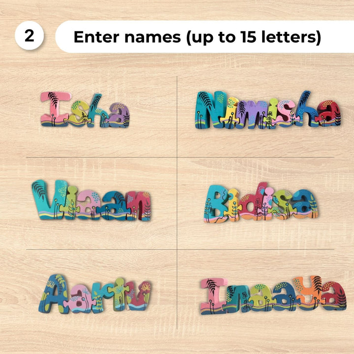 Hand Painted Wooden Jigsaw Name Blocks for Couples