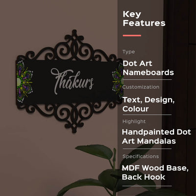 Rectangular Cutwork Nameboard with Dot Art