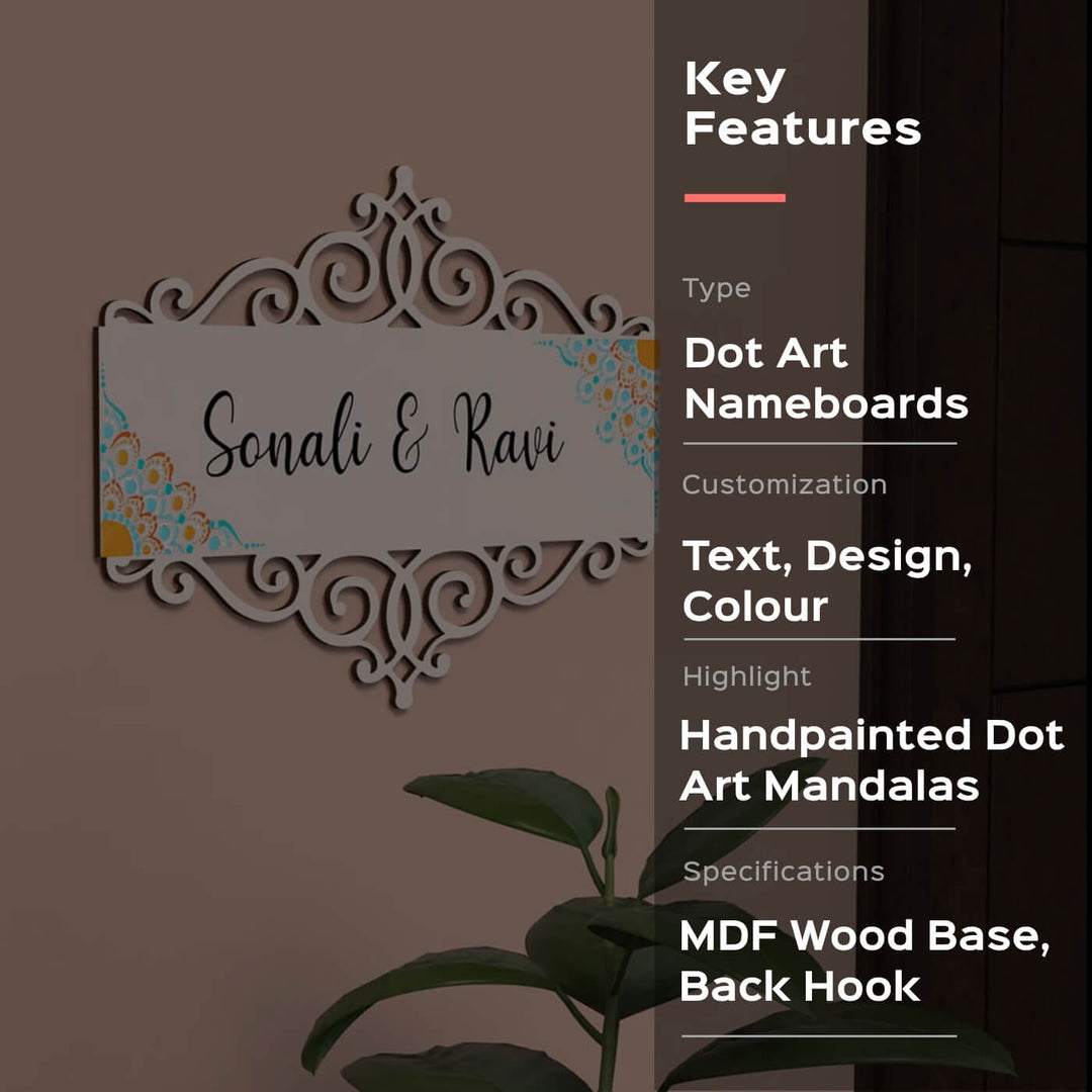 Rectangular Cutwork Nameboard with Dot Art
