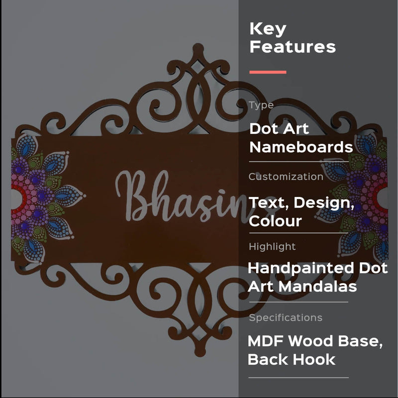 Rectangular Cutwork Nameboard with Dot Art