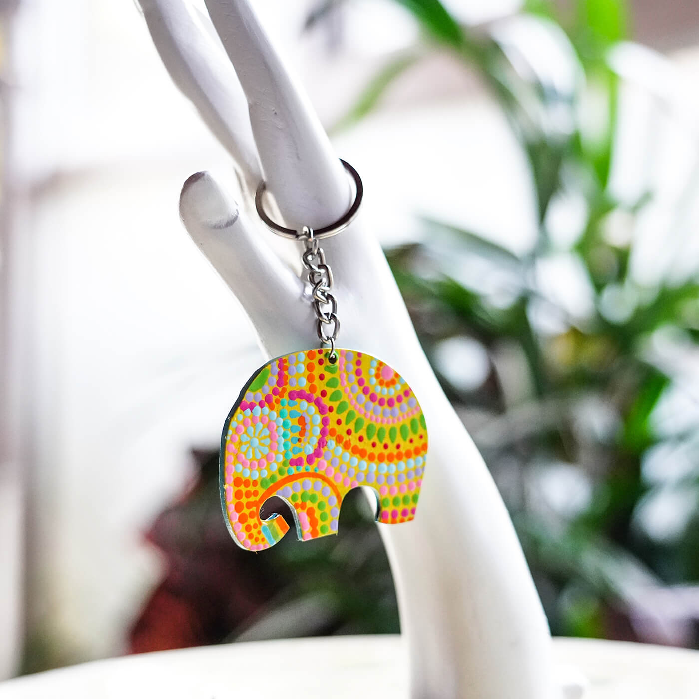 Buy Elephant Dot Art Key Chain Yellow Online On Zwende