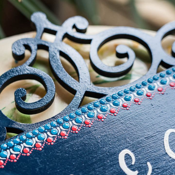 Handpainted Rectangular Victorian Dot Art Nameplate for Couples