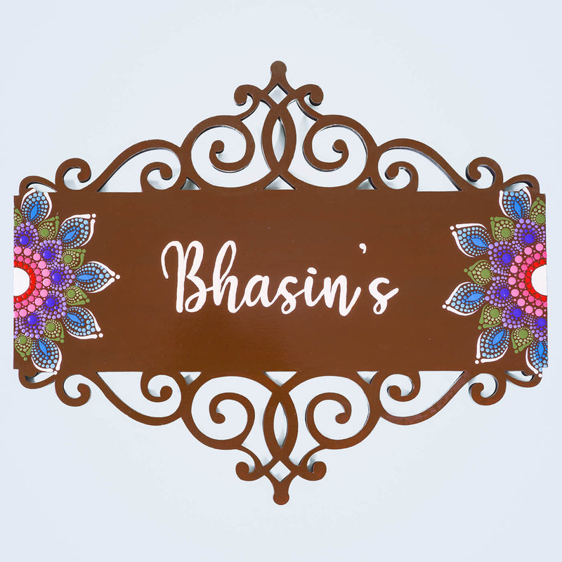 Rectangular Cutwork Nameboard with Dot Art