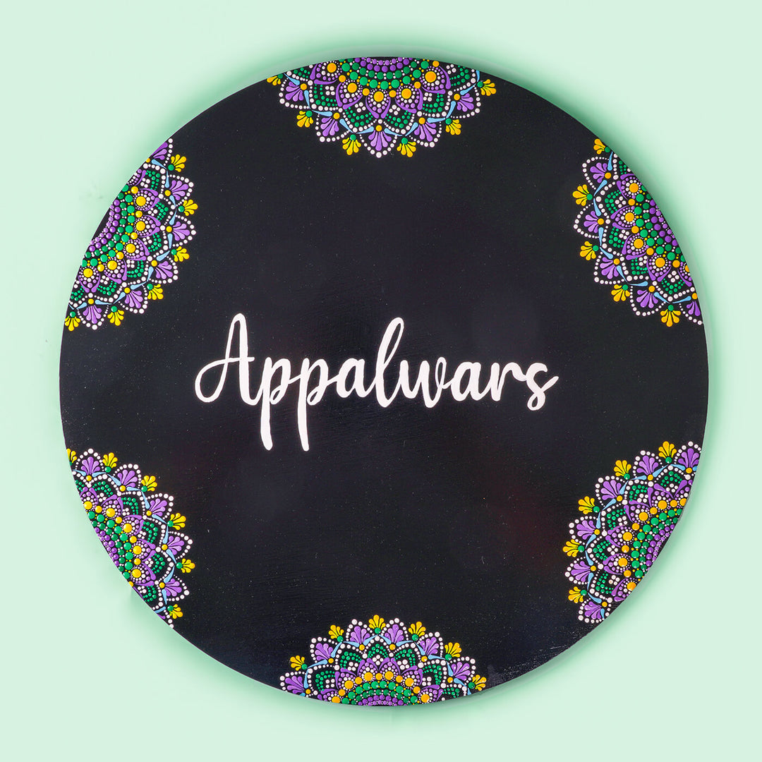 Handpainted Circular Mandala Dot Art Nameplate for Family