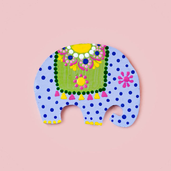 Elephant Dot Art Fridge Magnet - Lavender