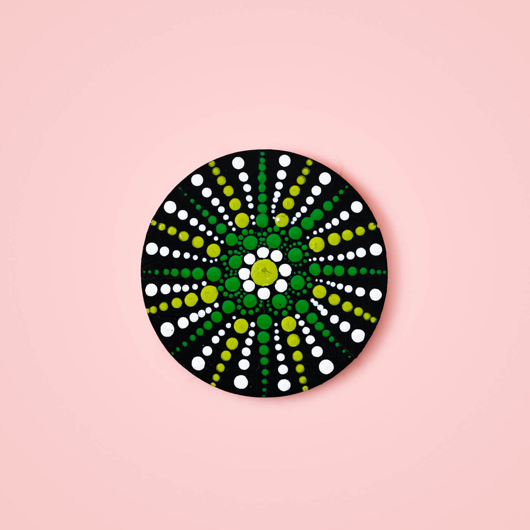 Dot Art Fridge Magnet - Shades of Green Mandala
