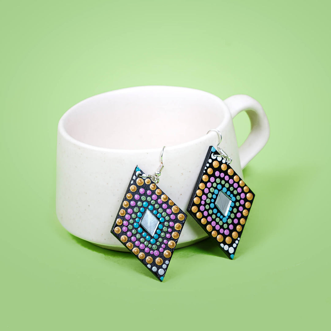 Dot Art Earrings - Multicolour Diamond